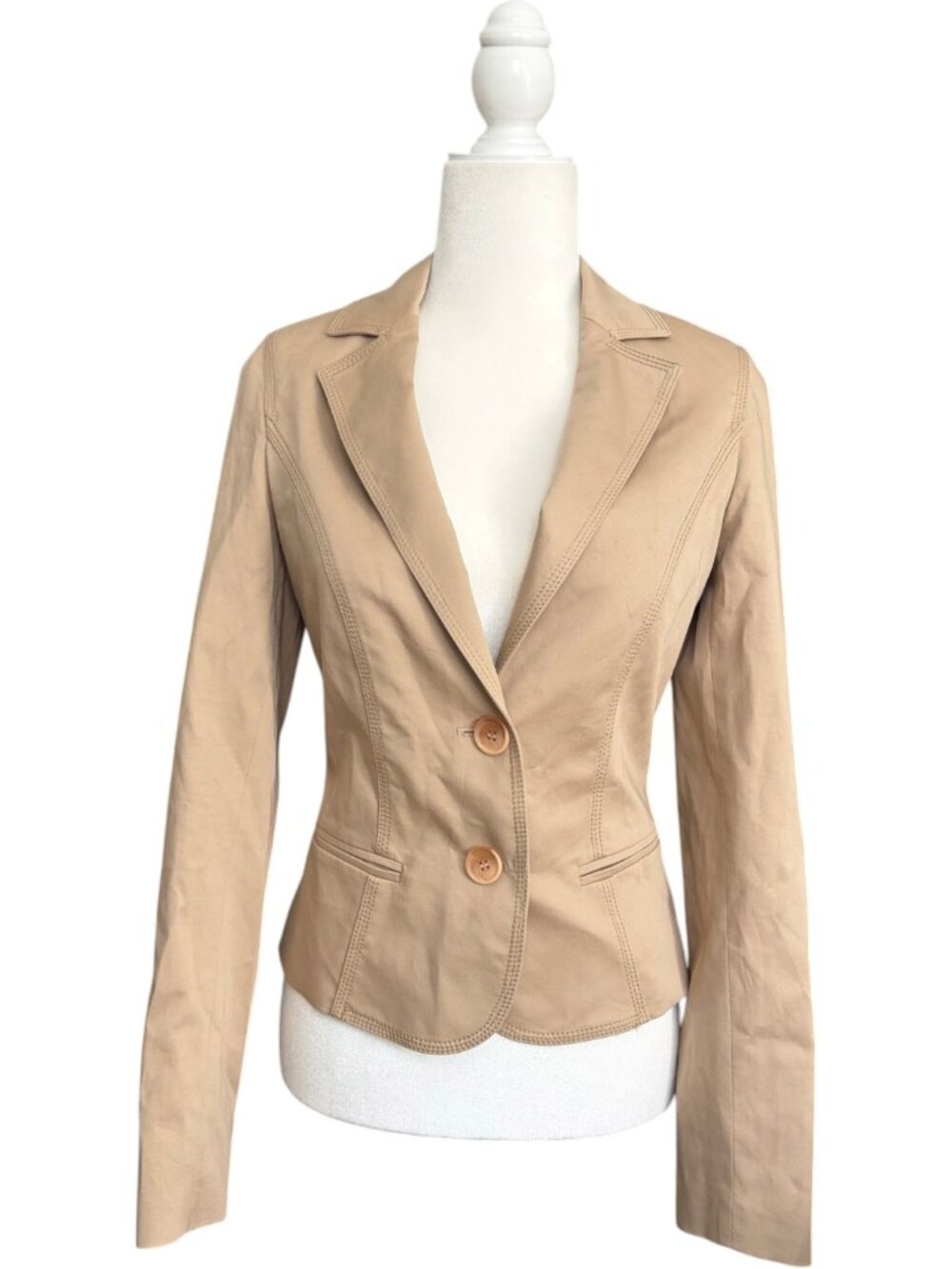 Flavio Castellani Tan Beige Blazer Jacket Cotton Stretch Italy Size 40 Medium - Picture 6 of 6